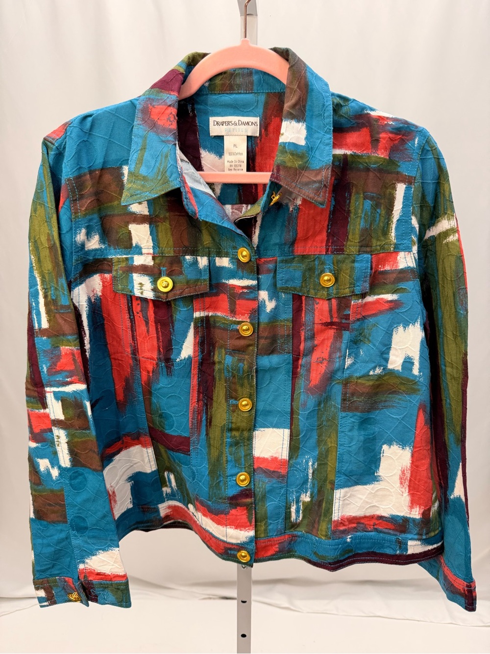 Drapers & Damons Petites Abstract Art Print Quilted Button Jacket PL